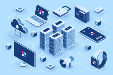 Computer technology isometric icon, server room, digital device set, element for design, pc laptop, mobile phone with smartwatch, cloud storage, flat vector