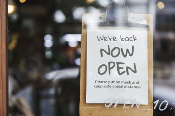 ‘We’re back, now open’ cafe sign after covid-1